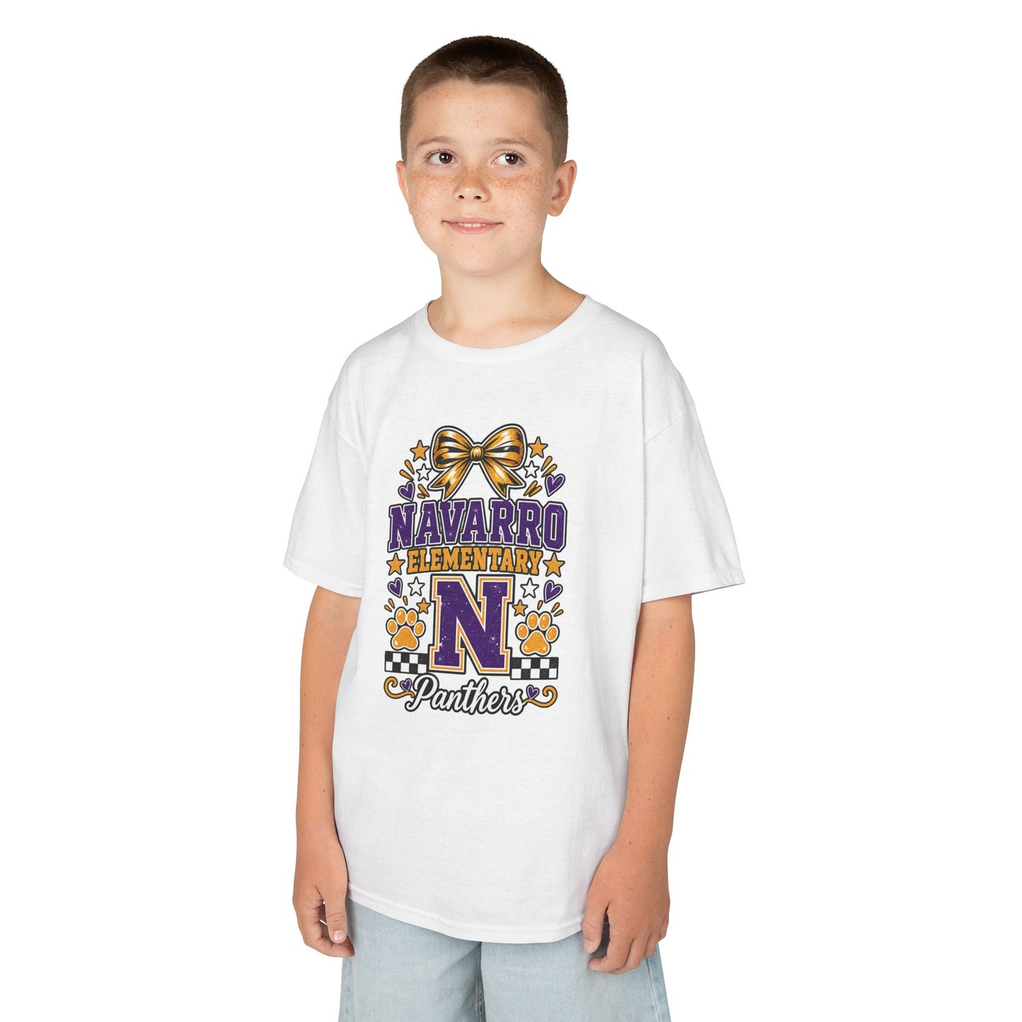 Kids Navarro Elementary Panthers T‑Shirt — Purple & Gold School Spirit Tee