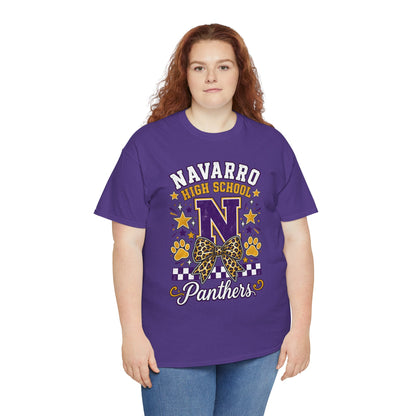 Navarro Panthers High School Tee — 'N' Leopard Ribbon Paw Print Design