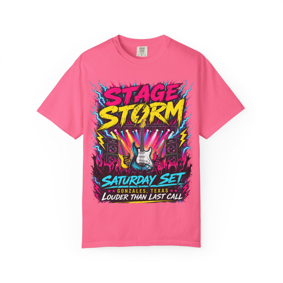 Stage Storm Rock Band T-Shirt — "Stage Storm" Guitar Concert Graphic Tee