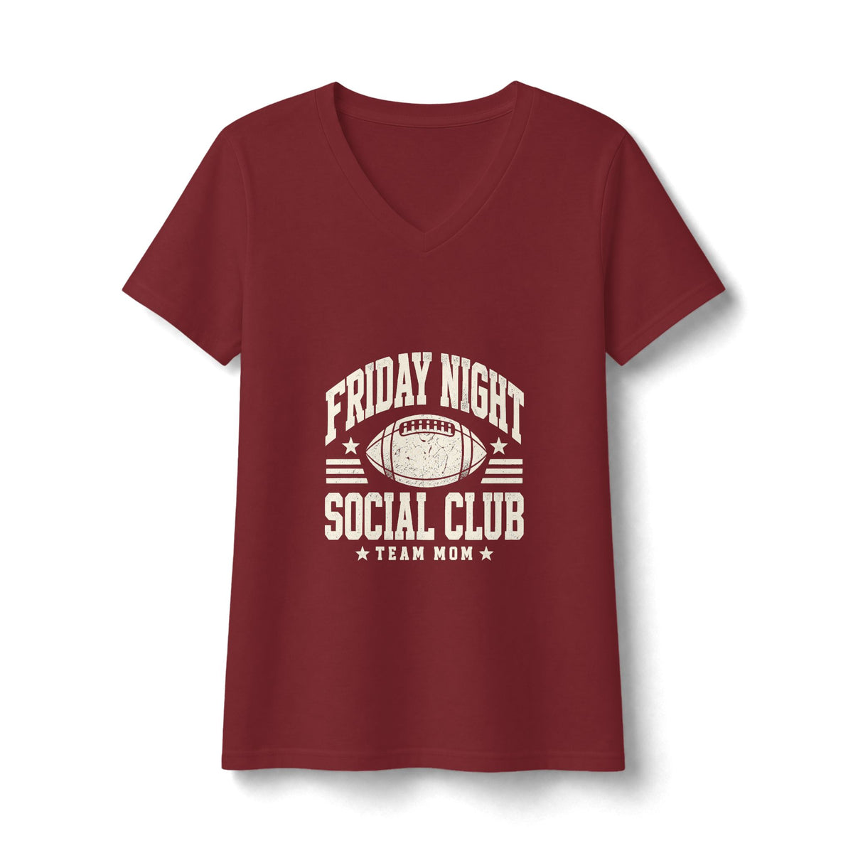Friday Night Social Club V-Neck Tee — Team Mom Football T-Shirt