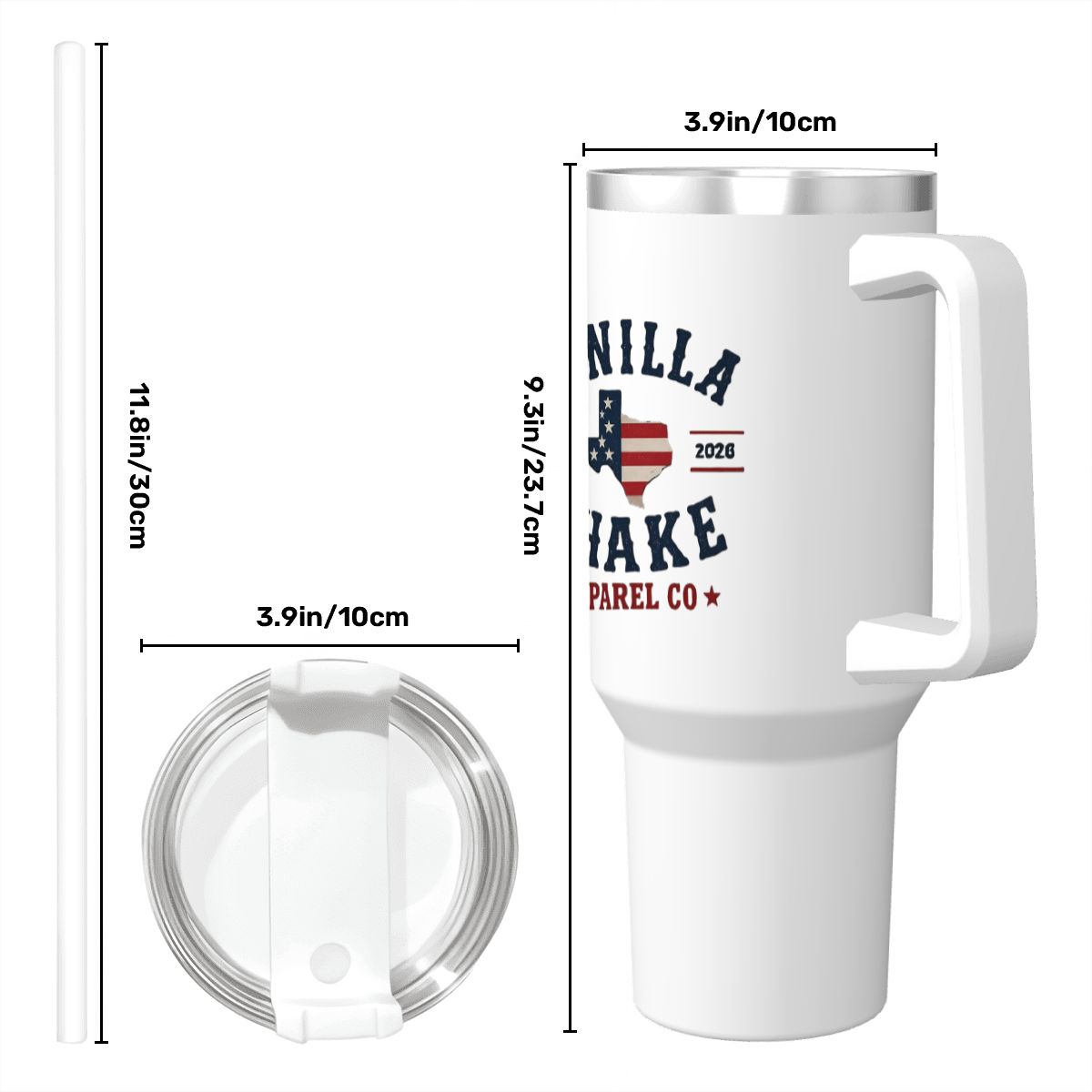 RWB Logo Travel Coffee Mug with Handle and Straw (40oz)
