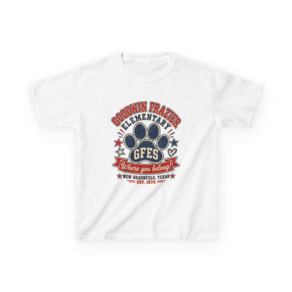 Kids Tee — Goodwin Frazier Elementary GFES Paw Print School Spirit Shirt