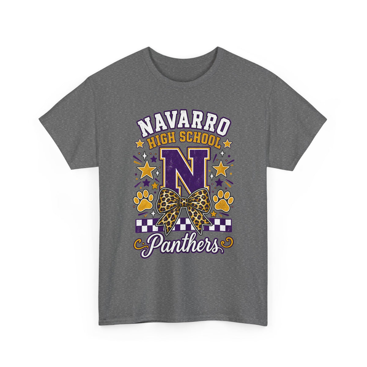 Navarro Panthers High School Tee — 'N' Leopard Ribbon Paw Print Design