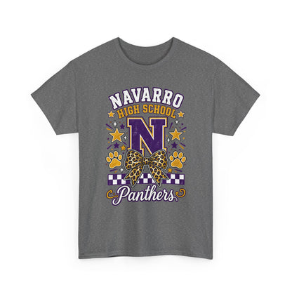 Navarro Panthers High School Tee — 'N' Leopard Ribbon Paw Print Design