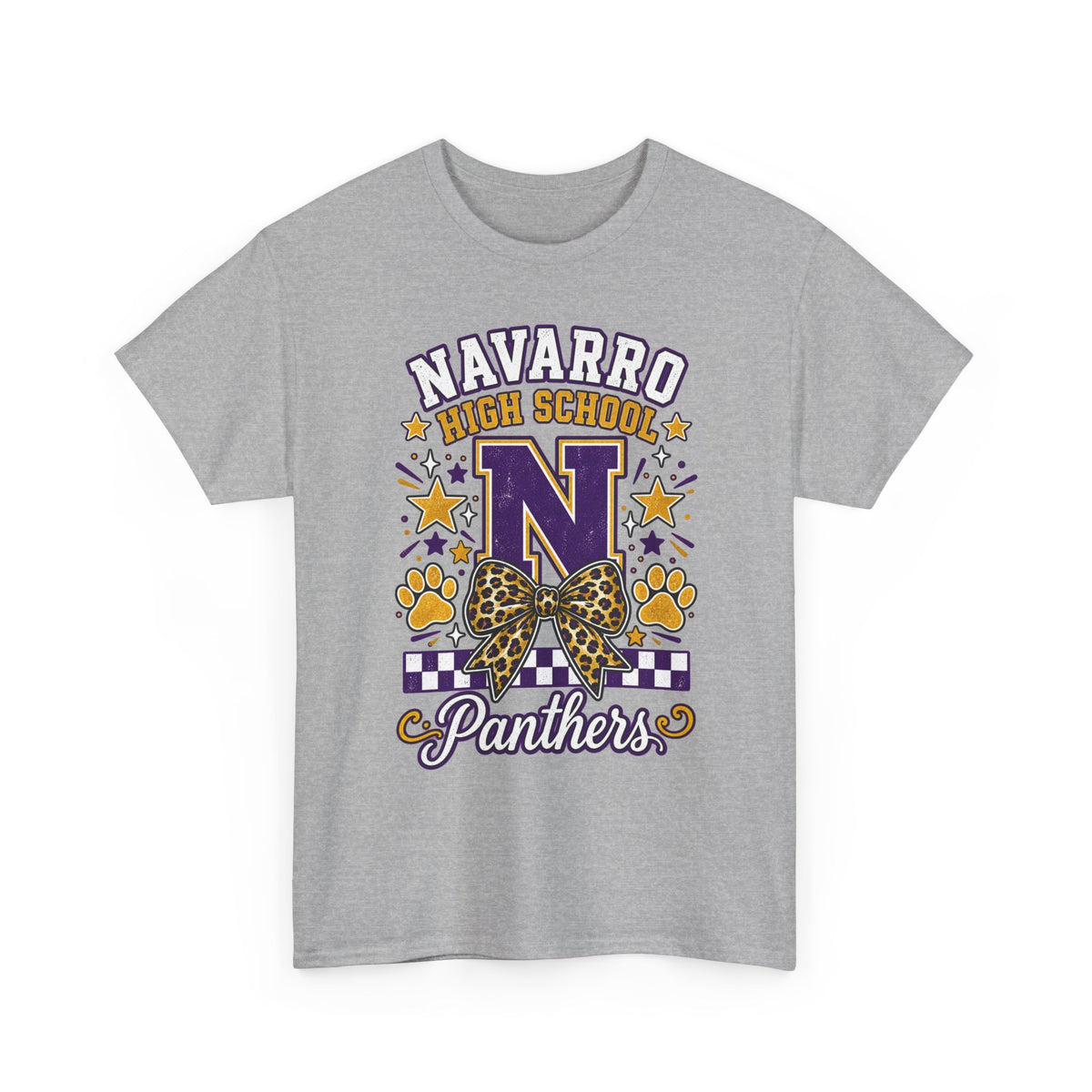 Navarro Panthers High School Tee — 'N' Leopard Ribbon Paw Print Design
