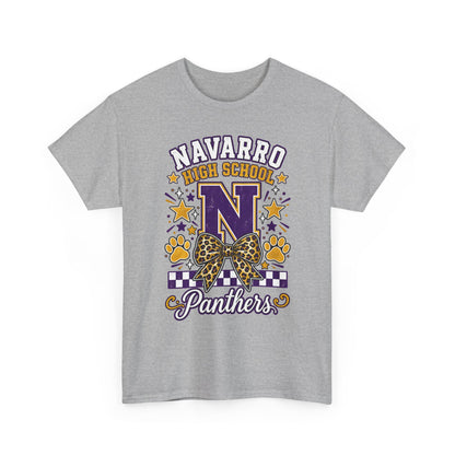 Navarro Panthers High School Tee — 'N' Leopard Ribbon Paw Print Design