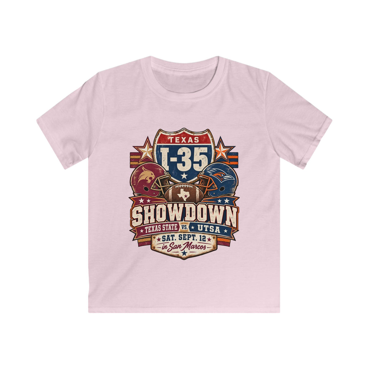 Kids I-35 Showdown Football Tee — Texas State vs UTSA Game Day Shirt