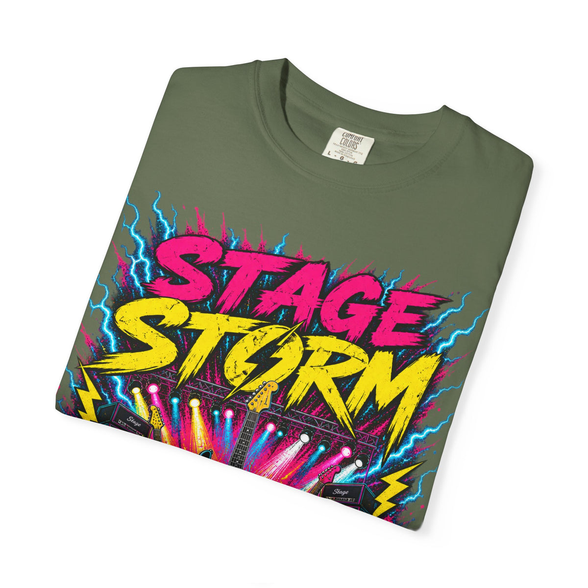 Stage Storm Rock Band T-Shirt — "Stage Storm" Guitar Concert Graphic Tee