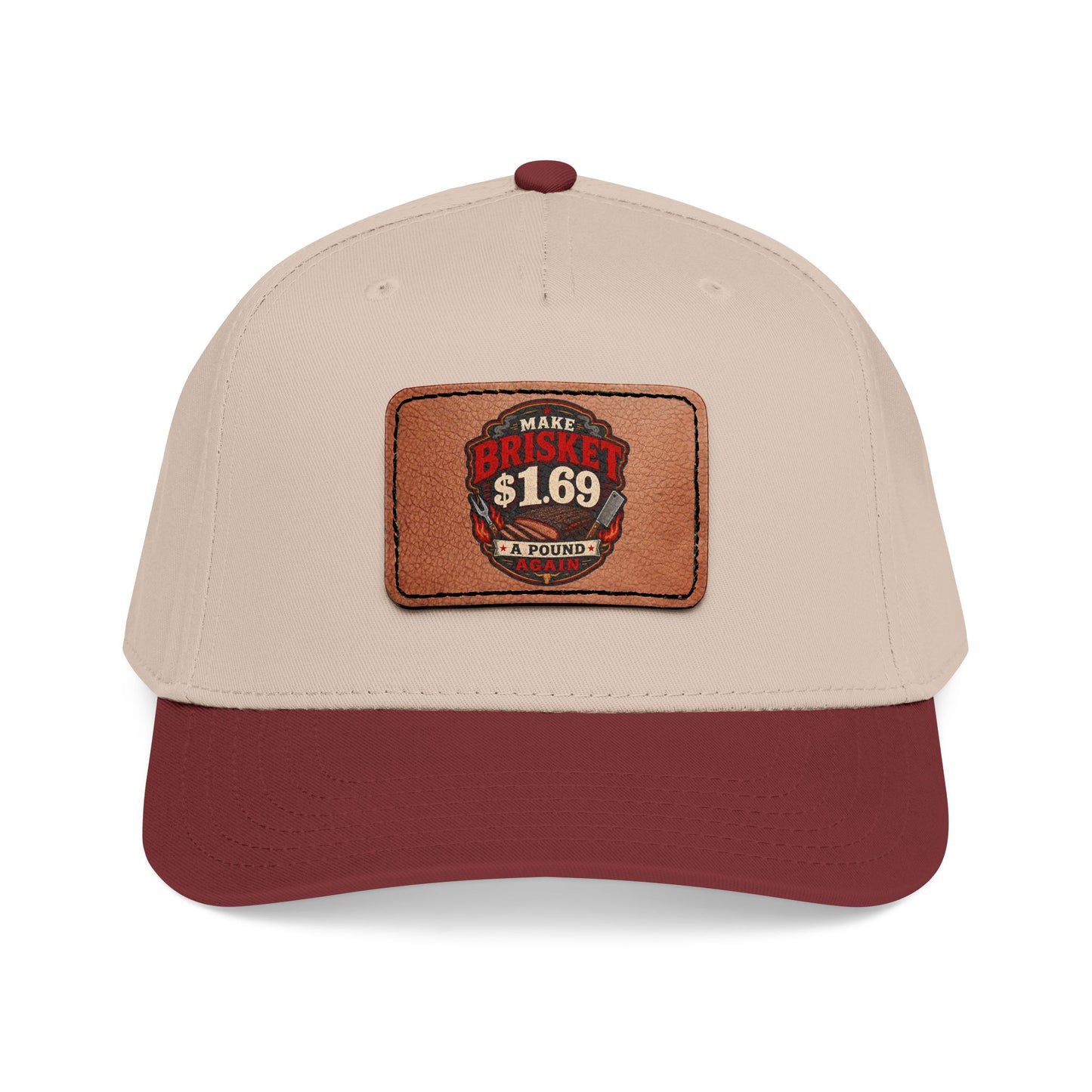 VSA Brisket Mid Profile Baseball Cap with Leather Patch (Rectangle)
