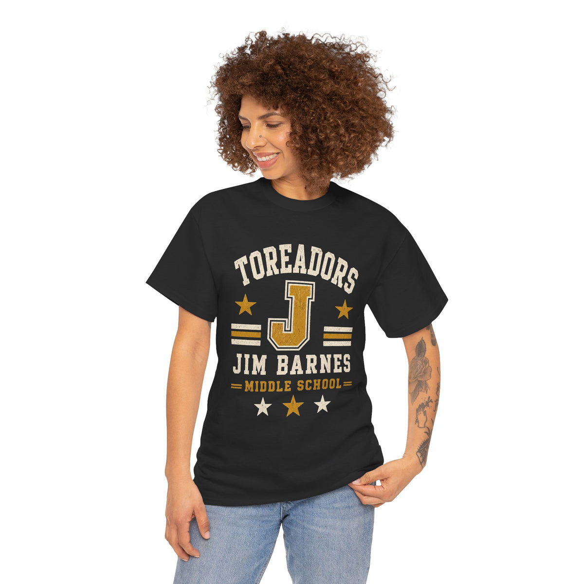Toreadors Jim Barnes School Letterman Tee — Vintage School Spirit T-Shirt