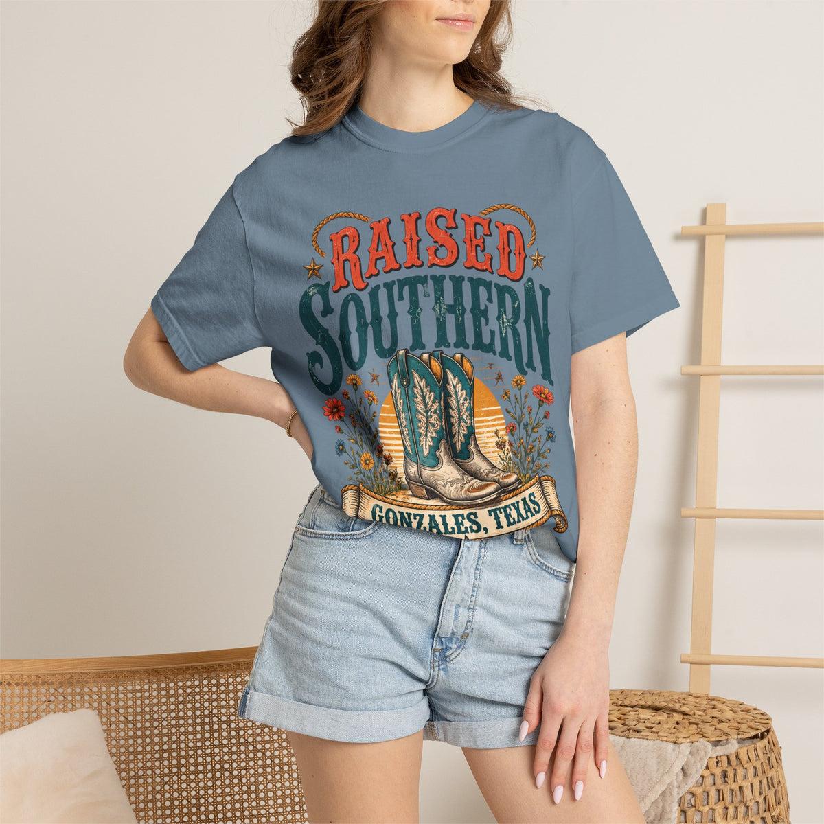 Raised Southern T-Shirt — Gonzales, Texas Retro Western Tee
