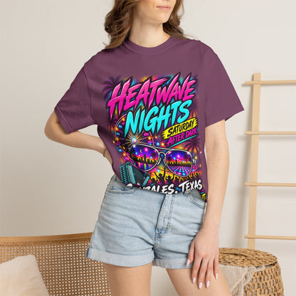 Heatwave Nights T-Shirt — Gonzales, Texas Retro Neon Party Tee