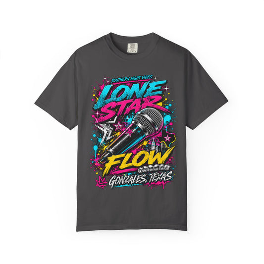 Lone Star Flow Microphone T-Shirt — Gonzales, Texas Retro Rap Tee