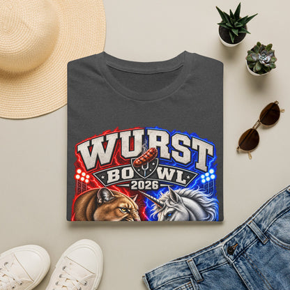 Wurst Bowl 2026 T‑Shirt — Rivalry Game Day Tee (Sausage vs. Unicorn)