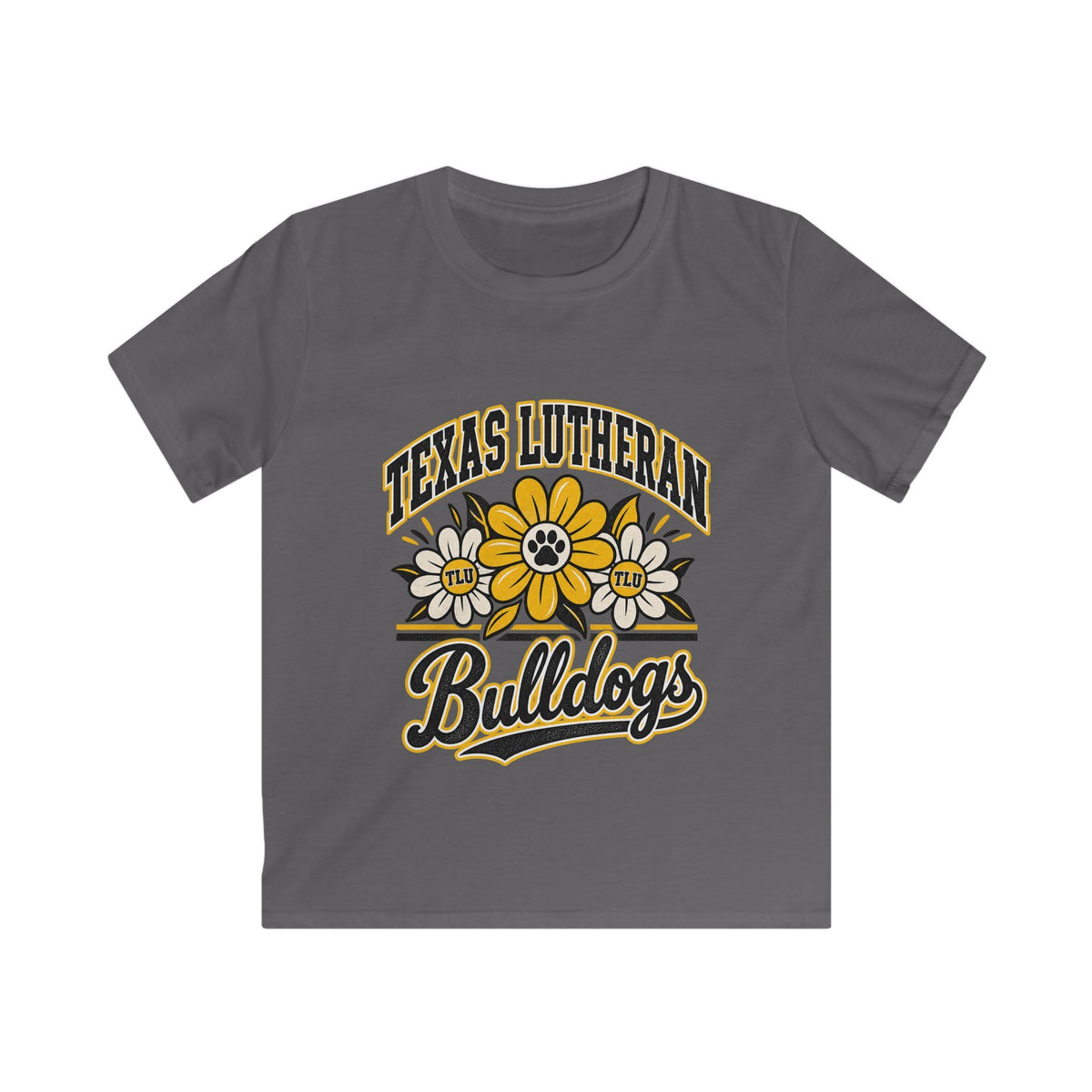 Texas Lutheran Bulldogs Kids T-Shirt — Floral Mascot Youth Tee