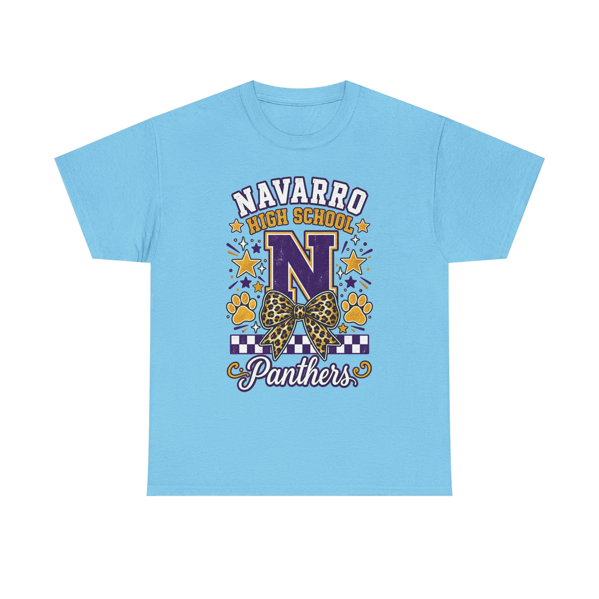 Navarro Panthers High School Tee — 'N' Leopard Ribbon Paw Print Design
