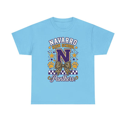 Navarro Panthers High School Tee — 'N' Leopard Ribbon Paw Print Design