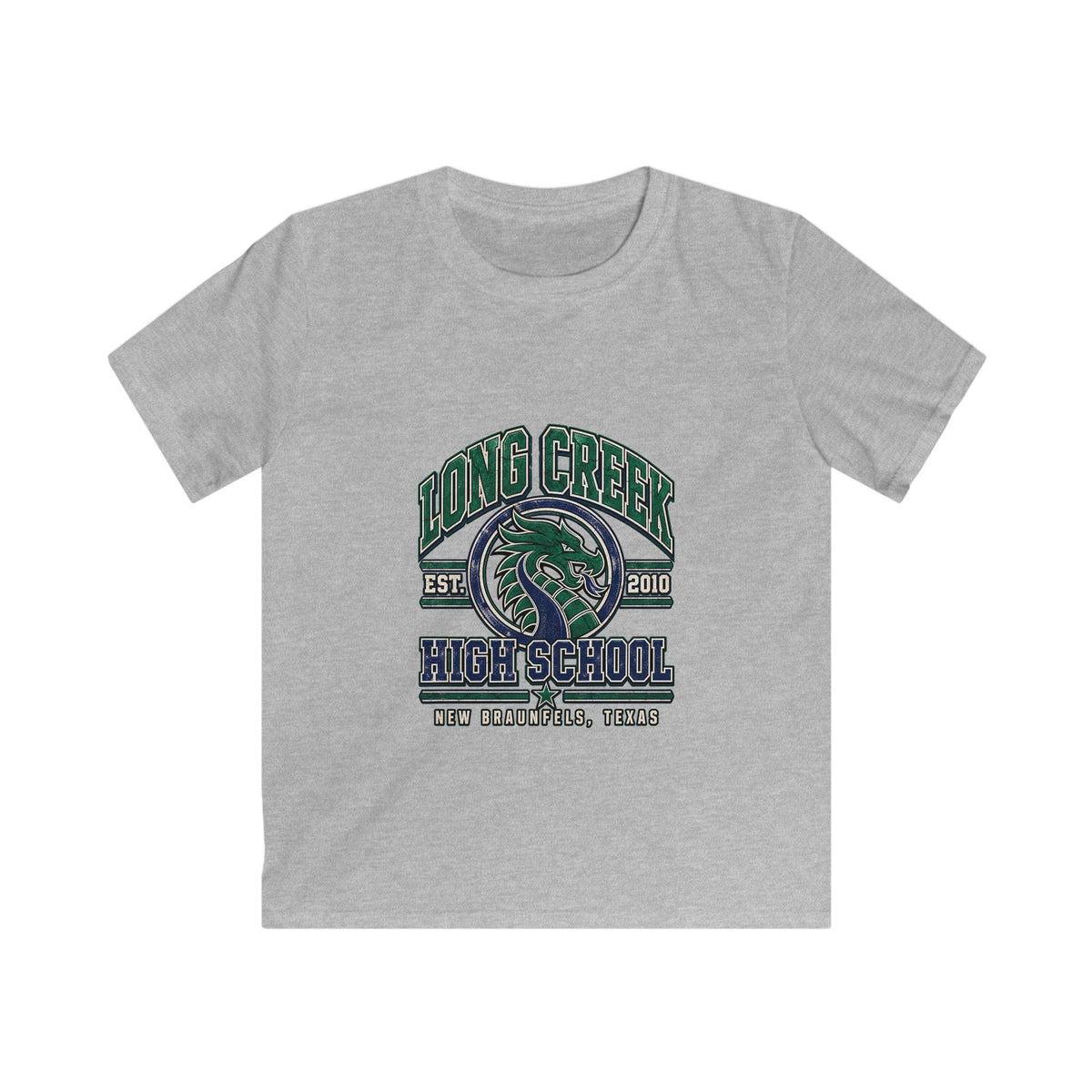 Long Creek High School Kids Tee – Dragon Mascot School Spirit Shirt