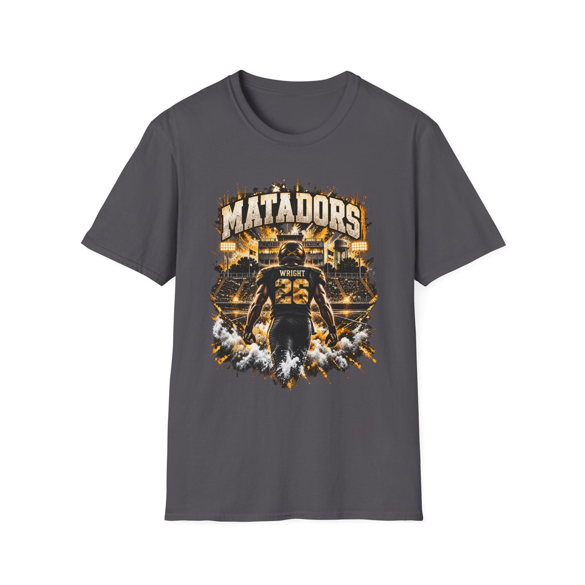 Matadors Football Player Graphic T-Shirt — Team Jersey Number 26 Fan Tee