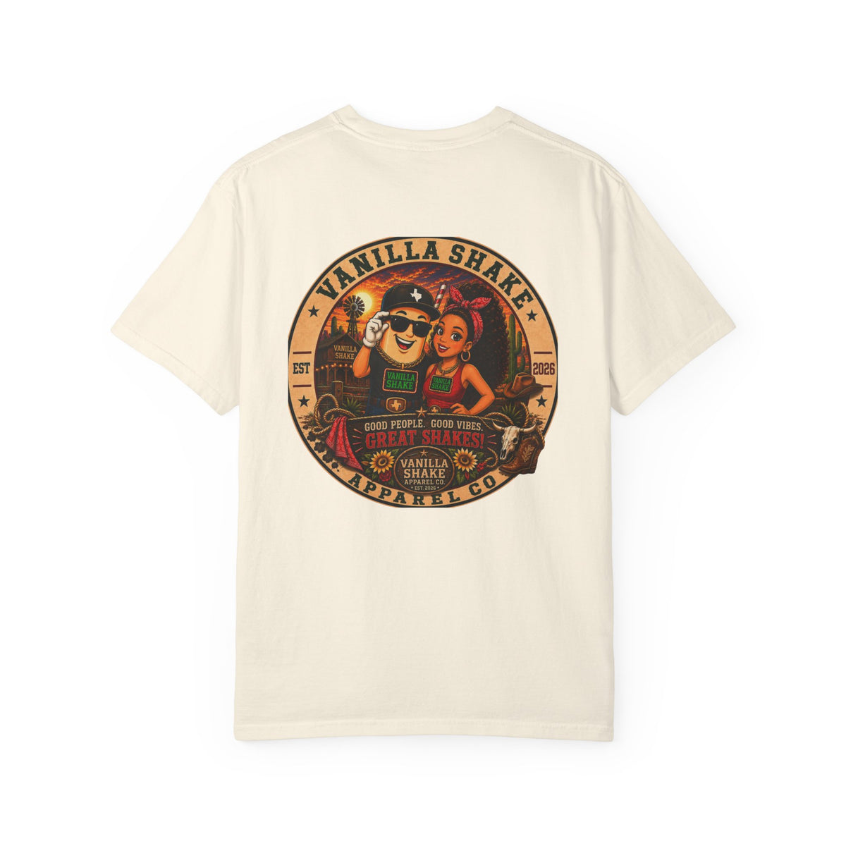 Mr. & Mrs. Shake Logo Unisex Garment-Dyed T-shirt