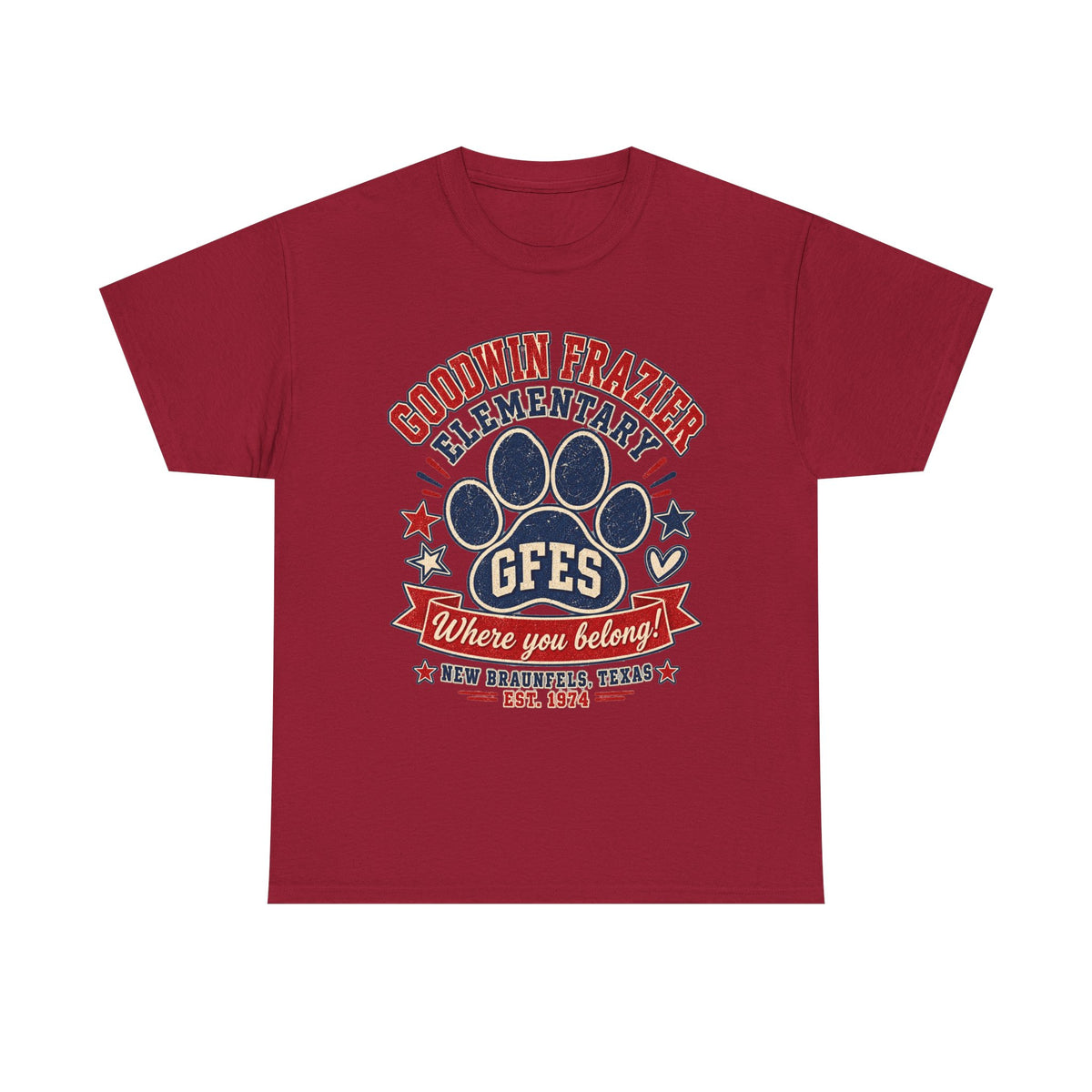 Goodwin Frazier Elementary GFES Paw Print T-Shirt — Where You Belong School Spirit Tee