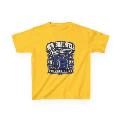 New Braunfels Homecoming 2026 Kids T‑Shirt — NB Unicorn Pride School Spirit Tee