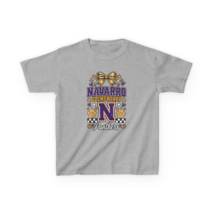 Kids Navarro Elementary Panthers T‑Shirt — Purple & Gold School Spirit Tee