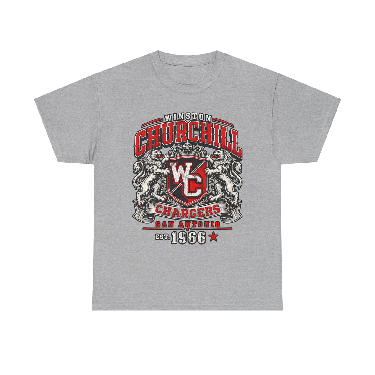 Churchill Chargers Vintage Crest T-Shirt — Winston Churchill 1966 School Spirit Tee