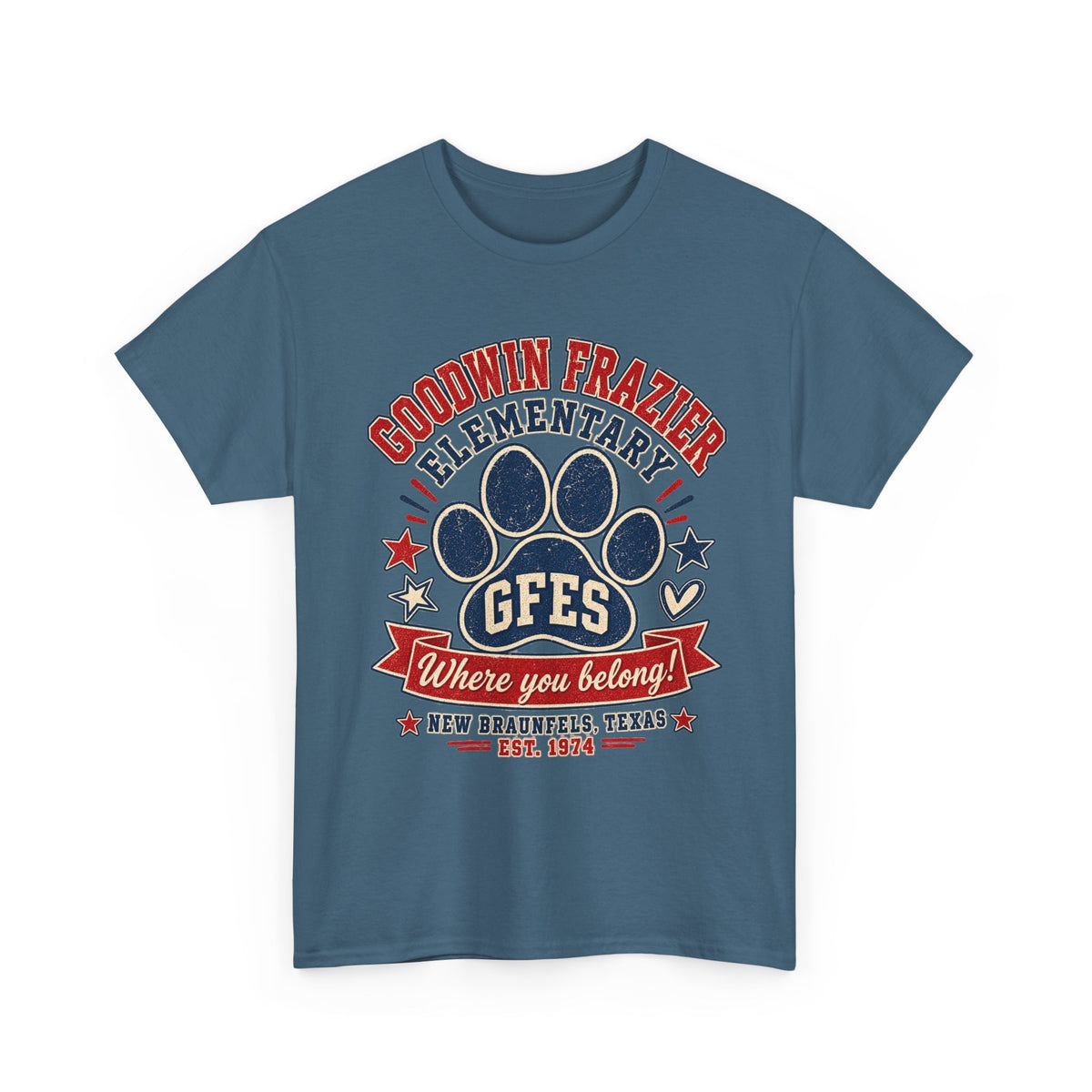 Goodwin Frazier Elementary GFES Paw Print T-Shirt — Where You Belong School Spirit Tee