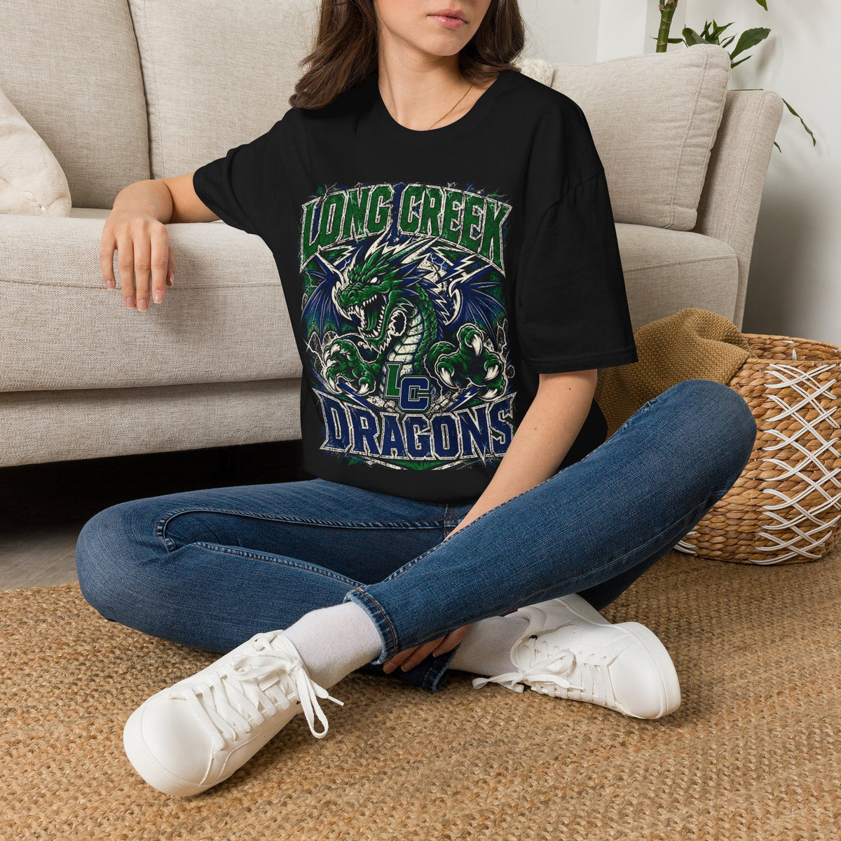 Long Creek Dragons T-Shirt — Vintage Green Dragon School Spirit Tee
