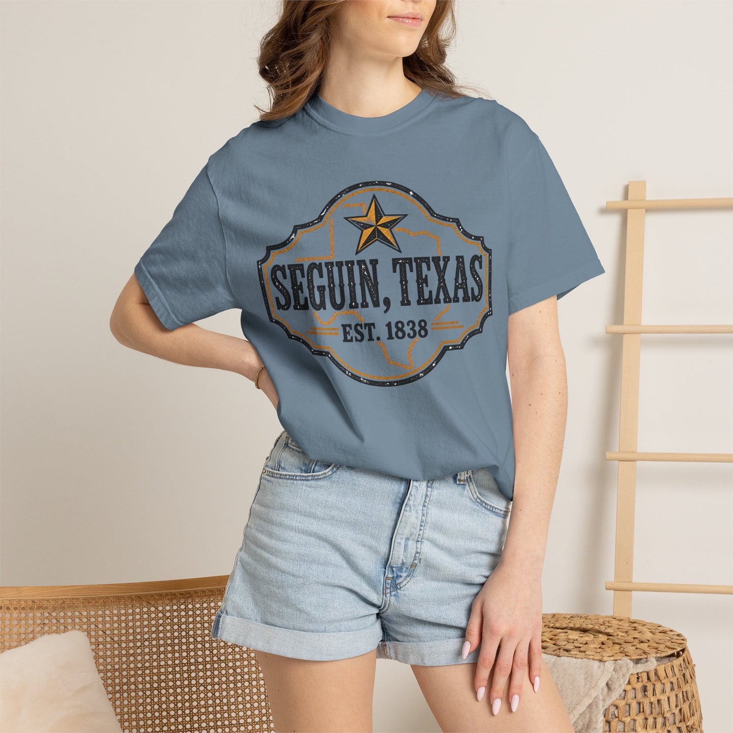 Seguin, Texas Vintage Badge T-Shirt — Est. 1838 Cotton Tee