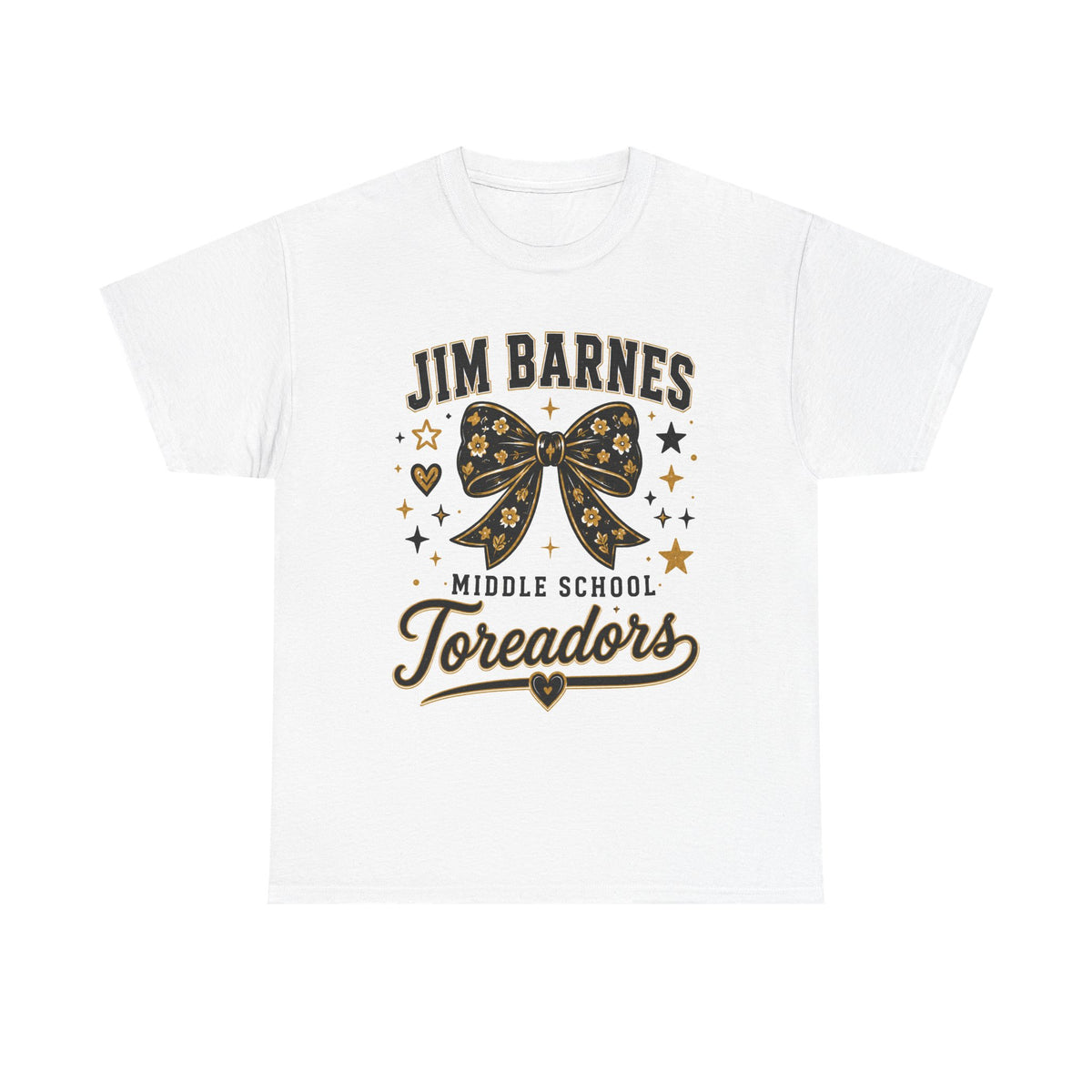 T-Shirt — Jim Barnes Middle School Toreadors Cheer Bow Design