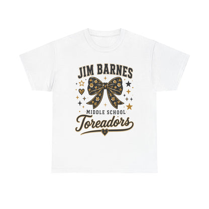 T-Shirt — Jim Barnes Middle School Toreadors Cheer Bow Design