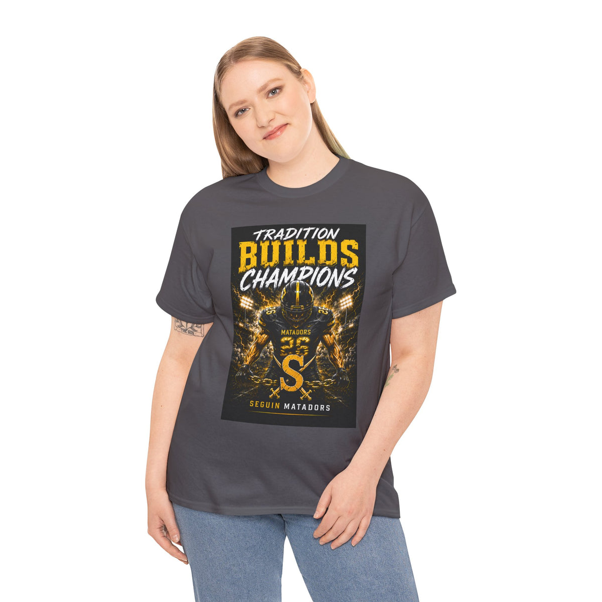 Tradition Builds Champions Football T‑Shirt — Senior Matadors Team Tee