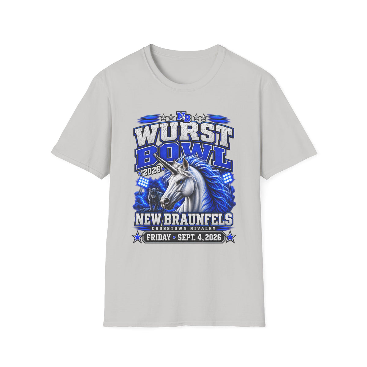 Wurst Bowl T-Shirt — New Braunfels 2026 Unicorn Football Event Tee