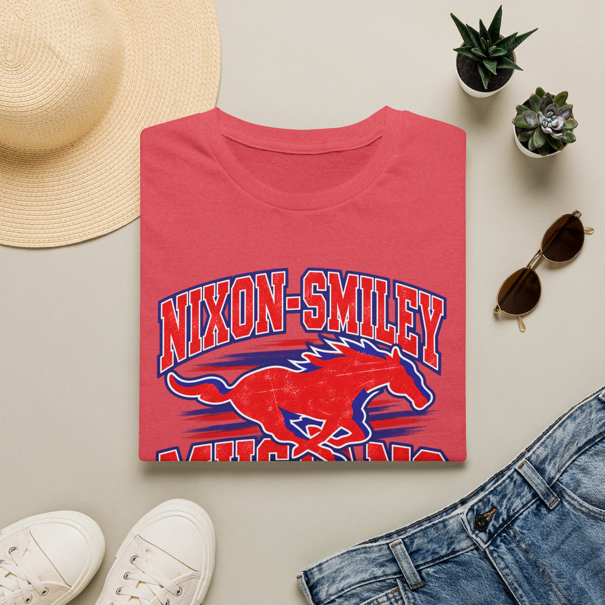 Mustang Mom T‑Shirt — Nixon‑Smiley School Spirit Tee (Customizable Student Name)
