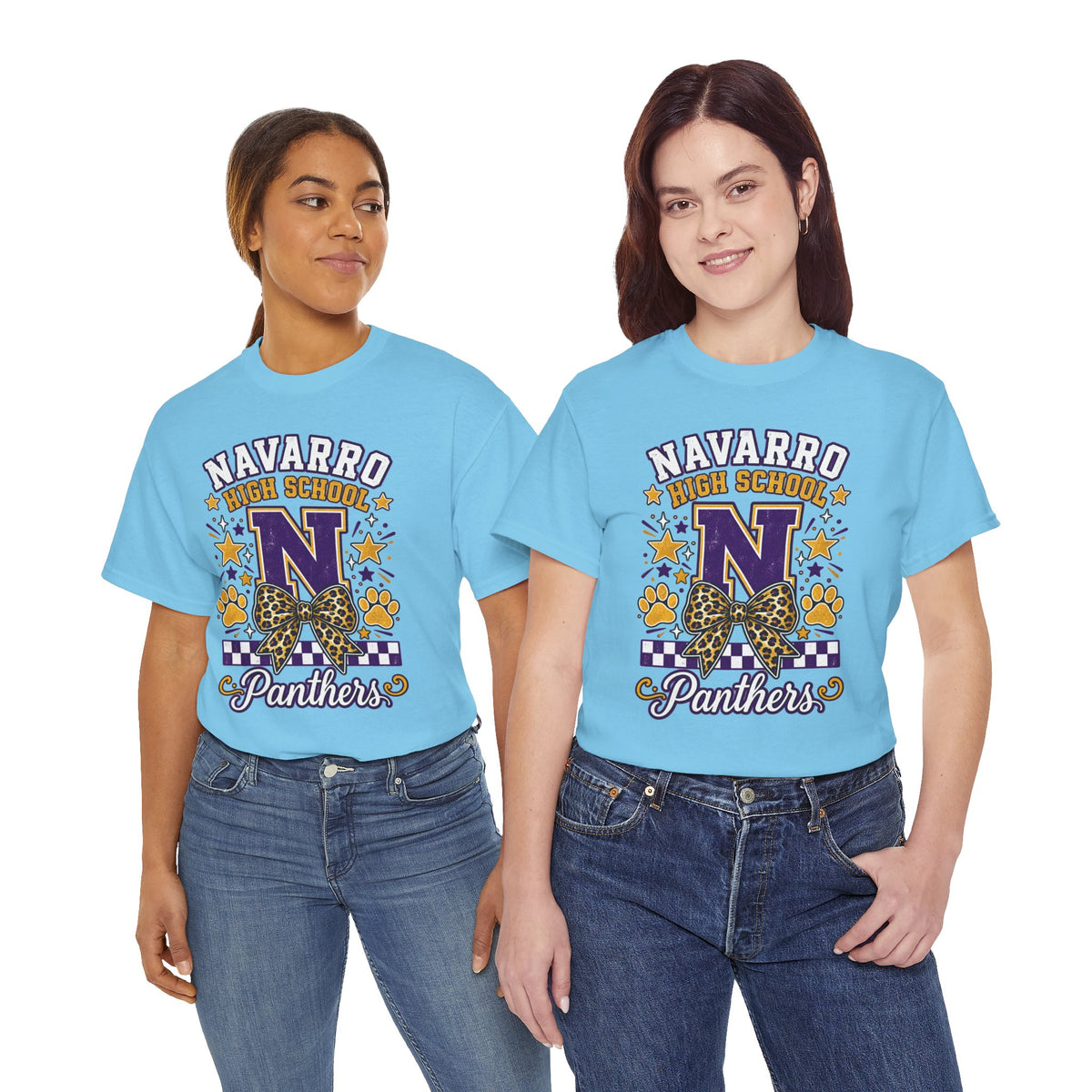 Navarro Panthers High School Tee — 'N' Leopard Ribbon Paw Print Design