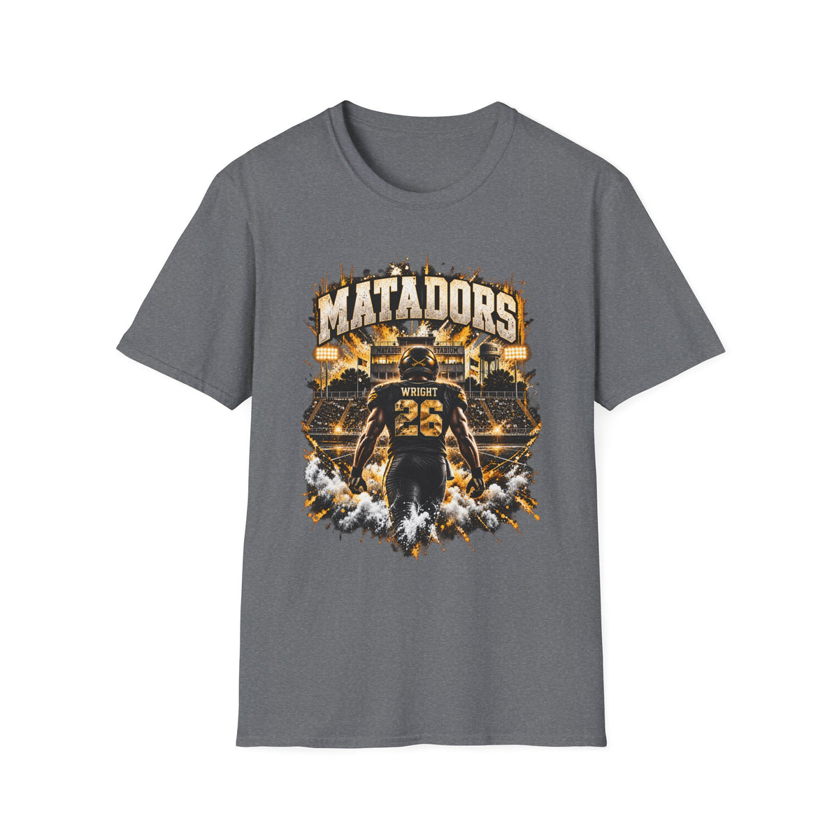 Matadors Football Player Graphic T-Shirt — Team Jersey Number 26 Fan Tee