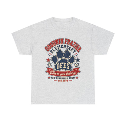Goodwin Frazier Elementary GFES Paw Print T-Shirt — Where You Belong School Spirit Tee