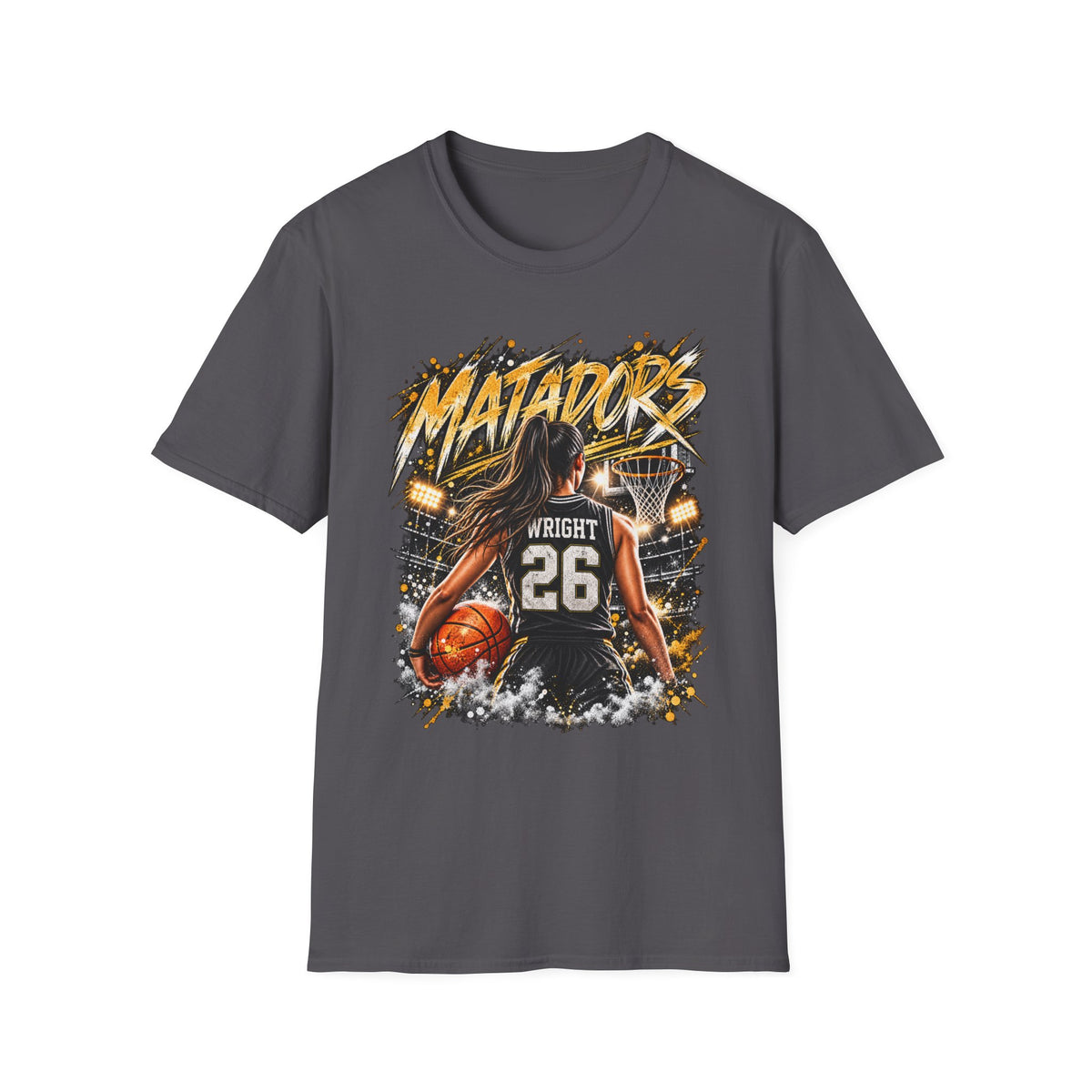 Basketball Jersey T-Shirt — 'Matadors' Player 26 Custom Basketball Graphic Tee