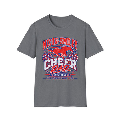 Nixon-Smiley Mustangs Cheer Dad T-Shirt — School Spirit Fan Tee
