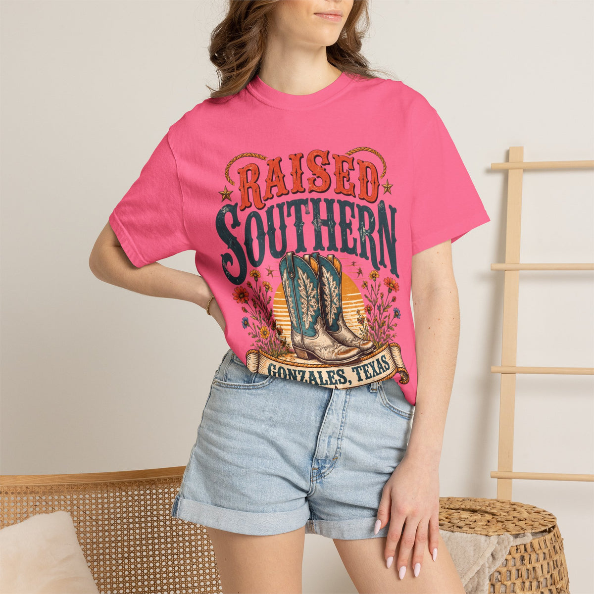 Raised Southern T-Shirt — Gonzales, Texas Retro Western Tee