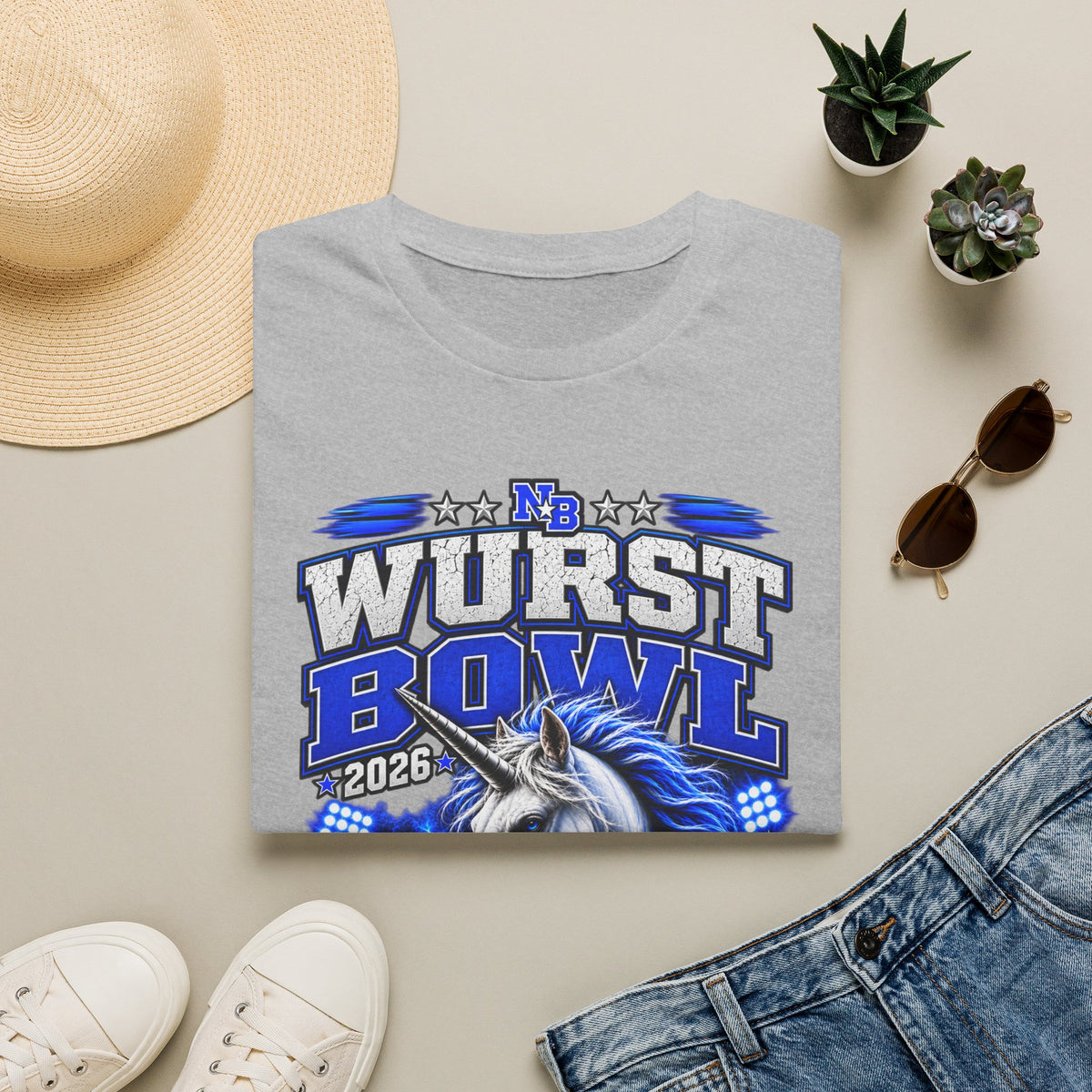 Wurst Bowl T-Shirt — New Braunfels 2026 Unicorn Football Event Tee