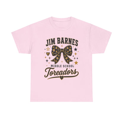 T-Shirt — Jim Barnes Middle School Toreadors Cheer Bow Design