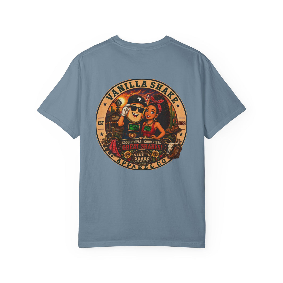 Mr. & Mrs. Shake Logo Unisex Garment-Dyed T-shirt