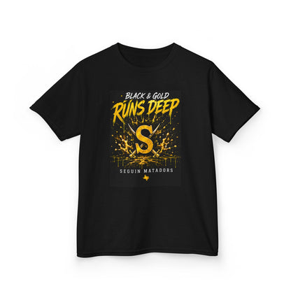 Kids T-Shirt — "Black & Gold Runs Deep" Seguin Matadors Tee