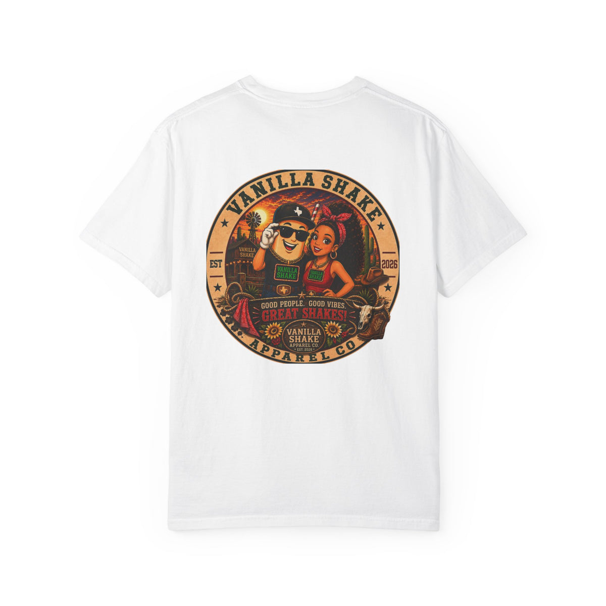 Mr. & Mrs. Shake Logo Unisex Garment-Dyed T-shirt
