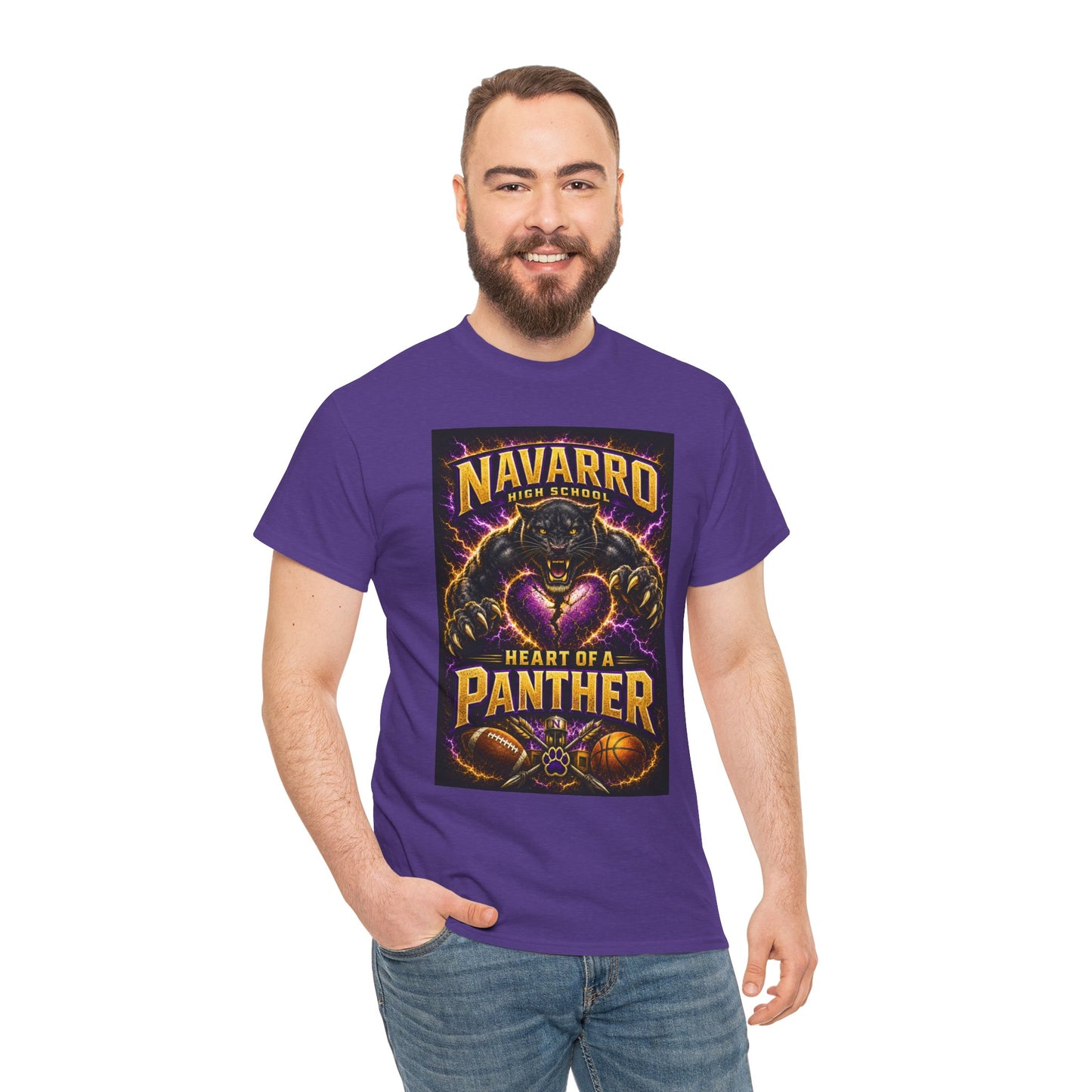 Panther Football Tee — "Navarro Heart of a Panther" High School Mascot Shirt
