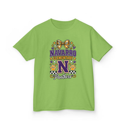 Kids Navarro Elementary Panthers T‑Shirt — Purple & Gold School Spirit Tee