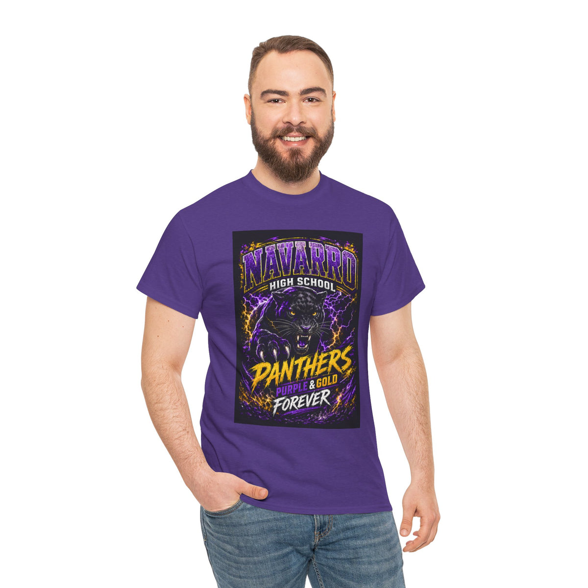 Navarro High Panthers T‑Shirt — Purple & Gold "Panthers Forever" School Spirit Tee